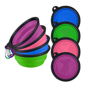 Paquete De 4 Comederos Plegables Para Perros Con Clip De Mosquetón